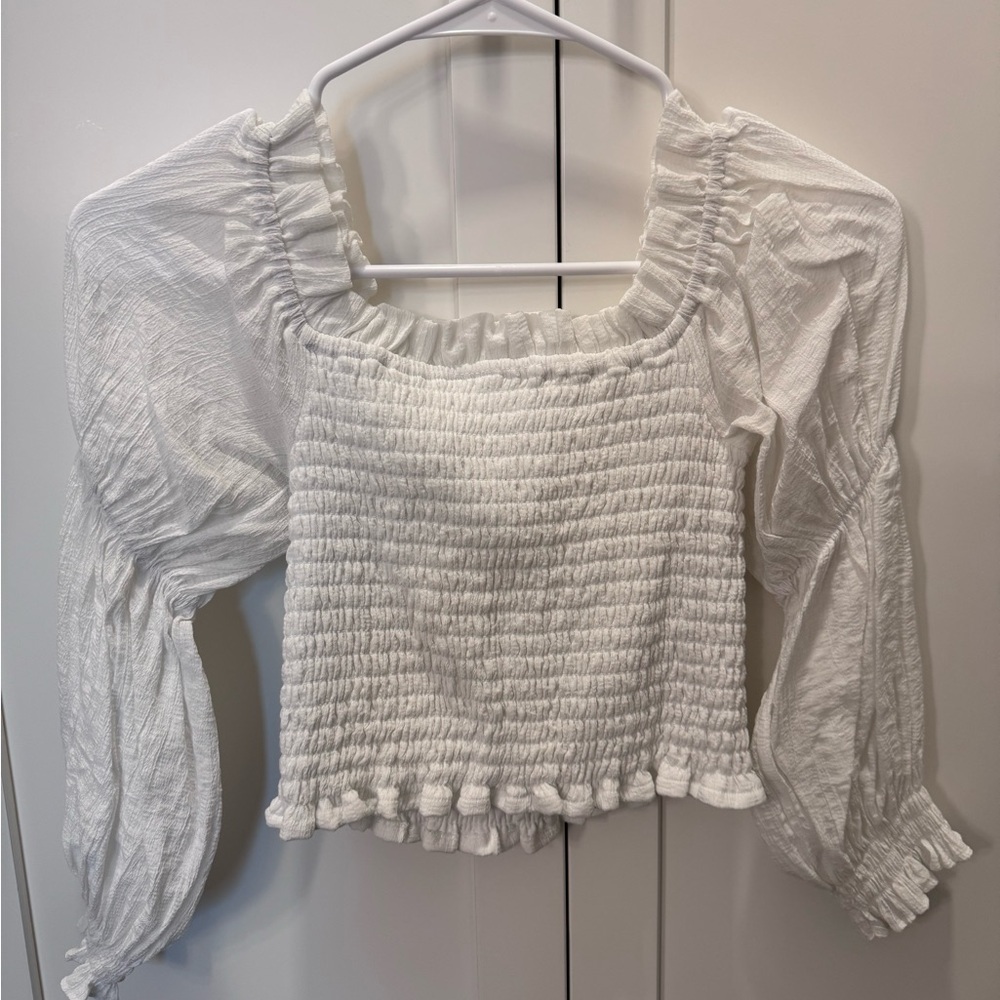 White Smocked Women's Top